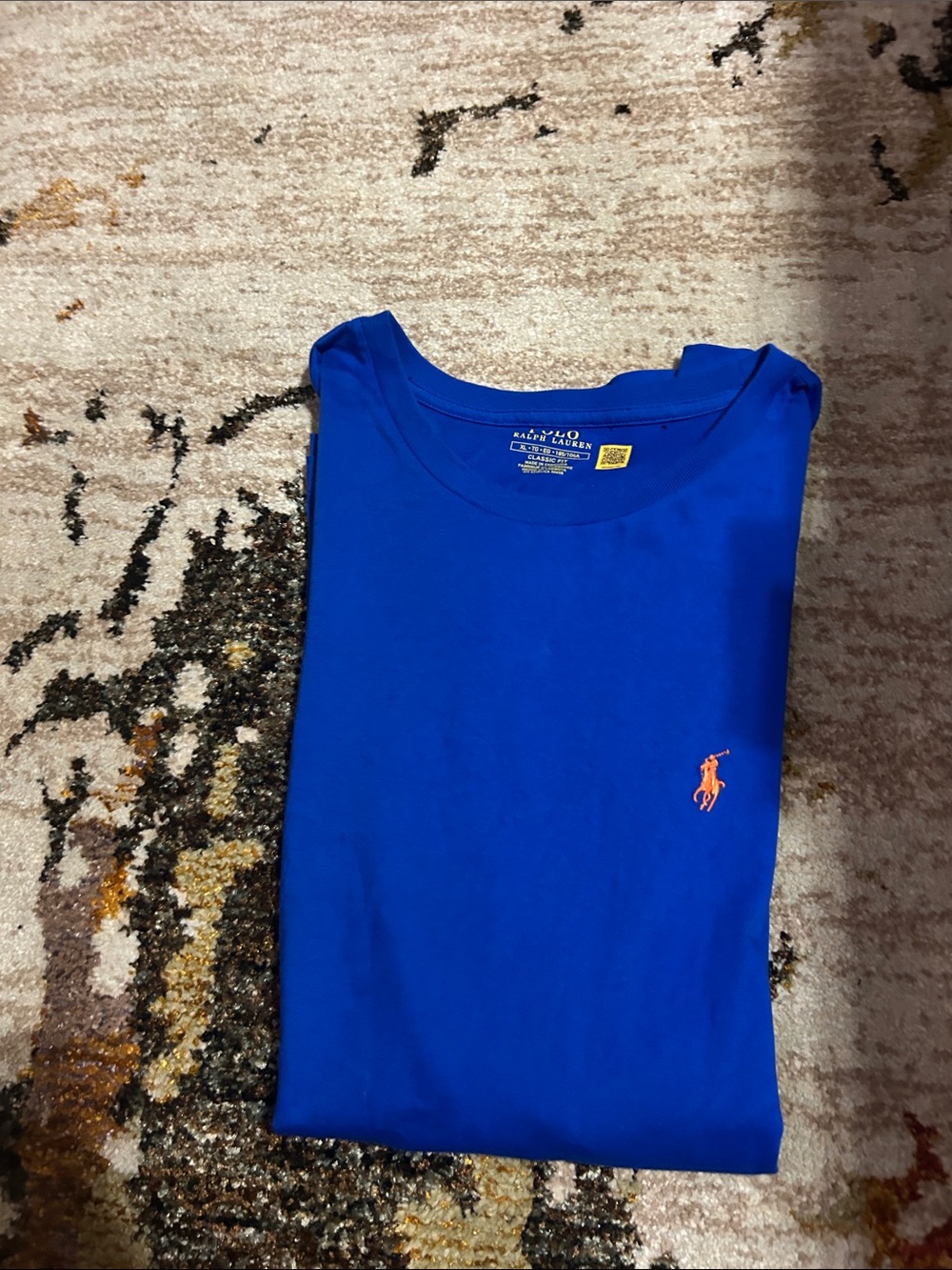 Polo by Ralph Lauren Men's Crewneck T-Shirt in Royal Blue with Orange Pony